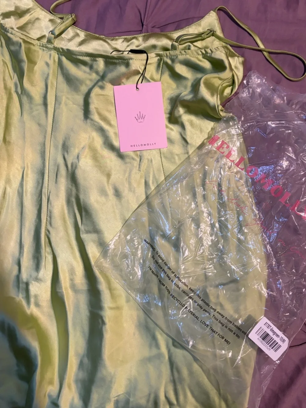 Hello Molly— We’re in style satin mini dress lime - Picture 3 of 5